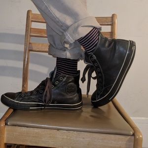 Used Brown Leather Converse High tops